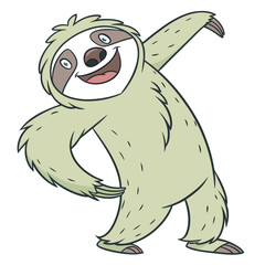 Fototapeta premium A Happy Sloth Standing Cheerfully Against a White Background