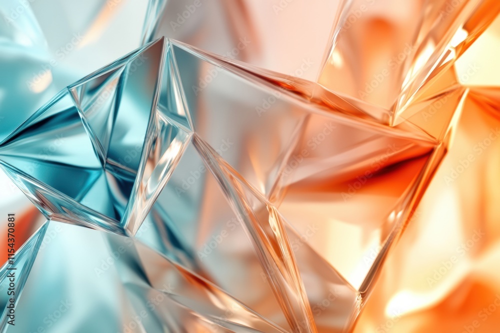 Leinwandbilder abstract 3d artwork featuring sharp angles and vibrant colors in blue and orange hues creating a dyn