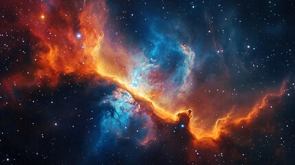Obraz premium Cosmic Nebula: A Celestial Tapestry of Orange and Blue