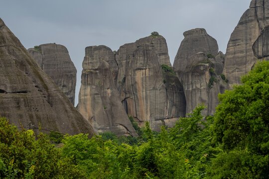 View of the Meteora rocks, Greece. The beautiful landscape of the mountains. Meteora monasteries, Greece.