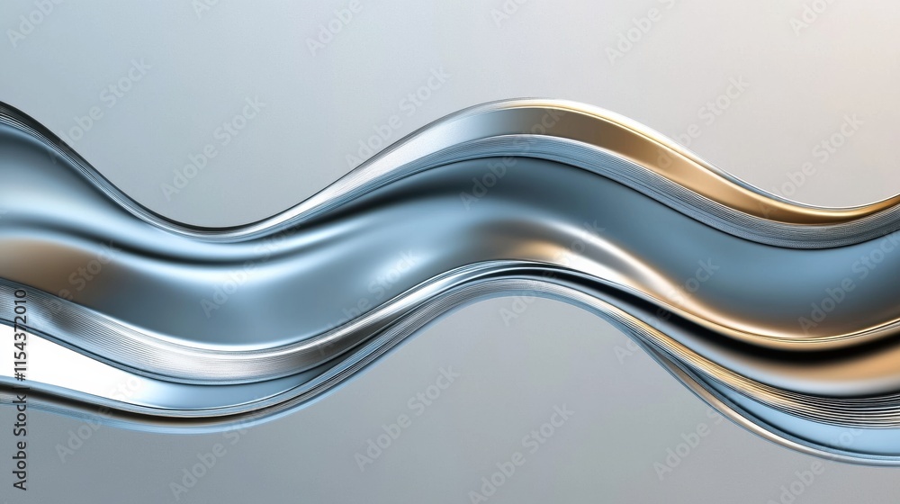 Poster fluid abstract 3d form with smooth curves and metallic hues demonstrating modern digital art techniq