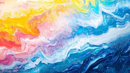 Vibrant Fluid Acrylic Painting: Close-Up Photo of Swirling, Colorful Abstract Artwork. AI Generated