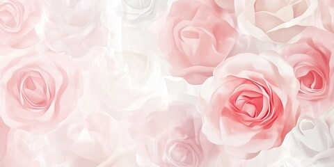 Fototapeta premium Soft roses in varying shades of blush and pink blend in this elegant background, offering a warm and inviting atmosphere for decor or digital use