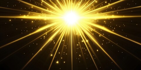 An explosive depiction of a golden sunburst with radiating light rays and sparkles, creating a dazzling and energetic visual impact, symbolizing light and vitality.