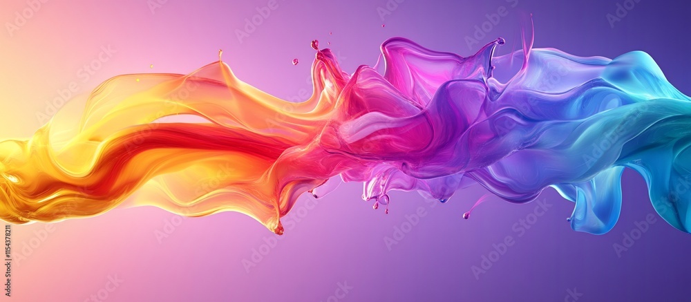 Aufkleber abstract colorful waves blending in a vibrant gradient background.