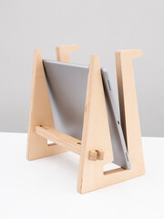 wooden portable holder for laptop on light background