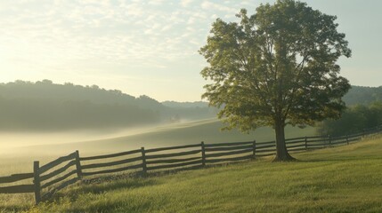 Serene Countryside Scene with Rustic Texture and Light