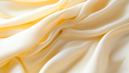 Obraz premium Soft, flowing yellow satin fabric with gentle folds and creases.