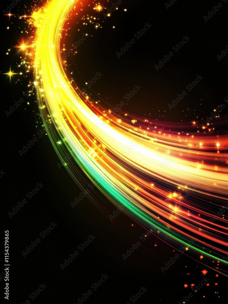 Fototapete colorful light streaks create a mesmerizing abstract display on a dark background. generative ai