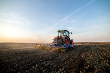 Tractor working in the field