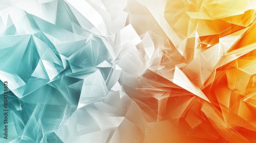 Leinwandbilder Dynamic abstract 3D design featuring sharp angles and contrasting colors of blue and orange in a geometric composition. Generative AI