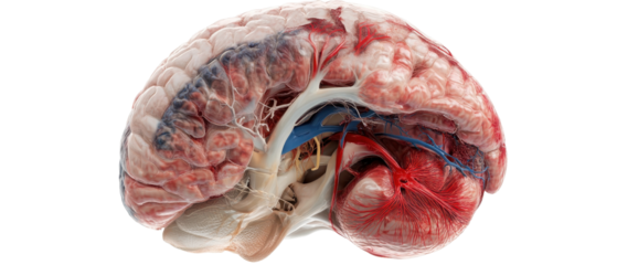 Detailed anatomy of a human brain structure. transparent background