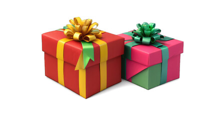 Obraz premium Two wrapped gifts with ribbons and bows.