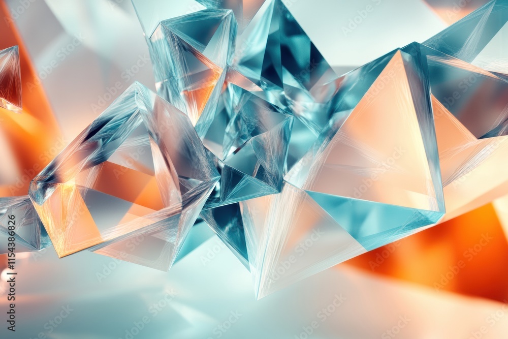 Fototapete Abstract 3D composition of transparent geometrical shapes creating a modern and dynamic aesthetic. Generative AI