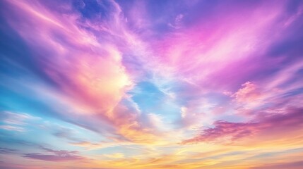 Obraz premium Vibrant sunset sky filled with colorful clouds.