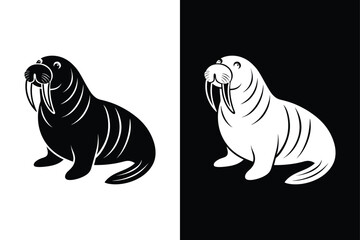 Walrus icon vector on White Background ,Vector Art Illustration on white background.