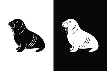 Walrus icon vector on White Background ,Vector Art Illustration on white background.