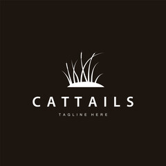 simple design river garden logo cattails river grass illustration template symbol