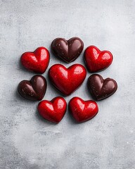 Fototapeta premium Valentine's Day Romantic Chocolate Heart Candies Valentines Day Sweets Love Treats