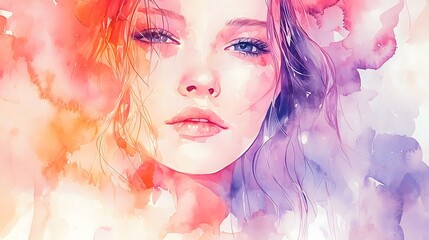Fototapeta premium Dreamlike Portrait Watercolor Elegance