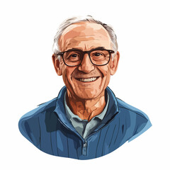 Elderly man smiling portrait vector illustration for design projects