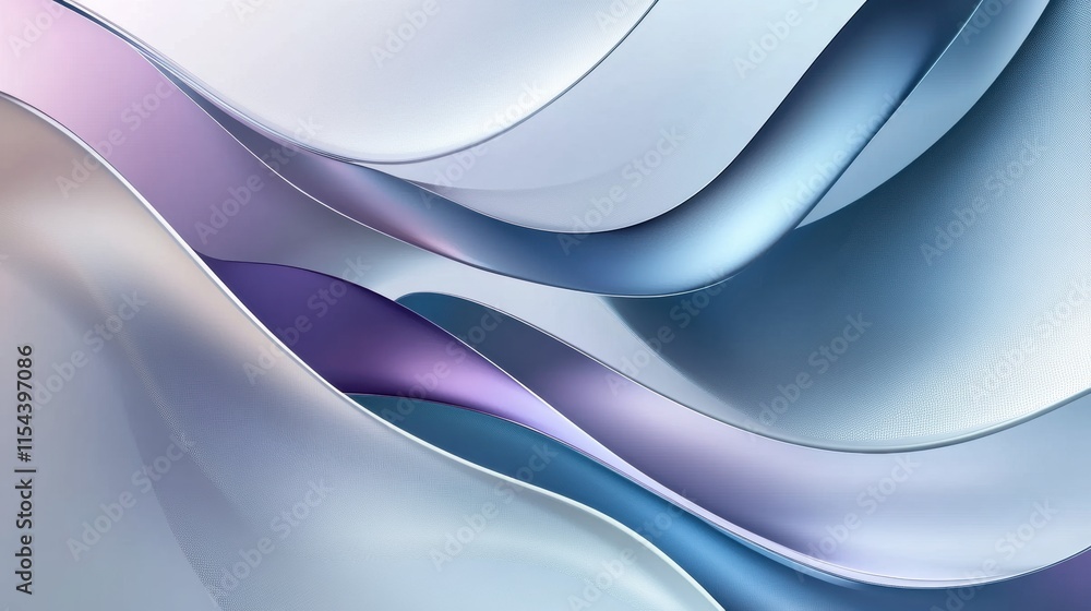 Poster Dynamic flow of abstract 3D waves in soft hues showcasing smooth curves and gradients. Generative AI
