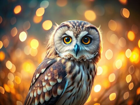 AI-generated minimalist owl: digital abstract art, sleek and modern owl illustration.