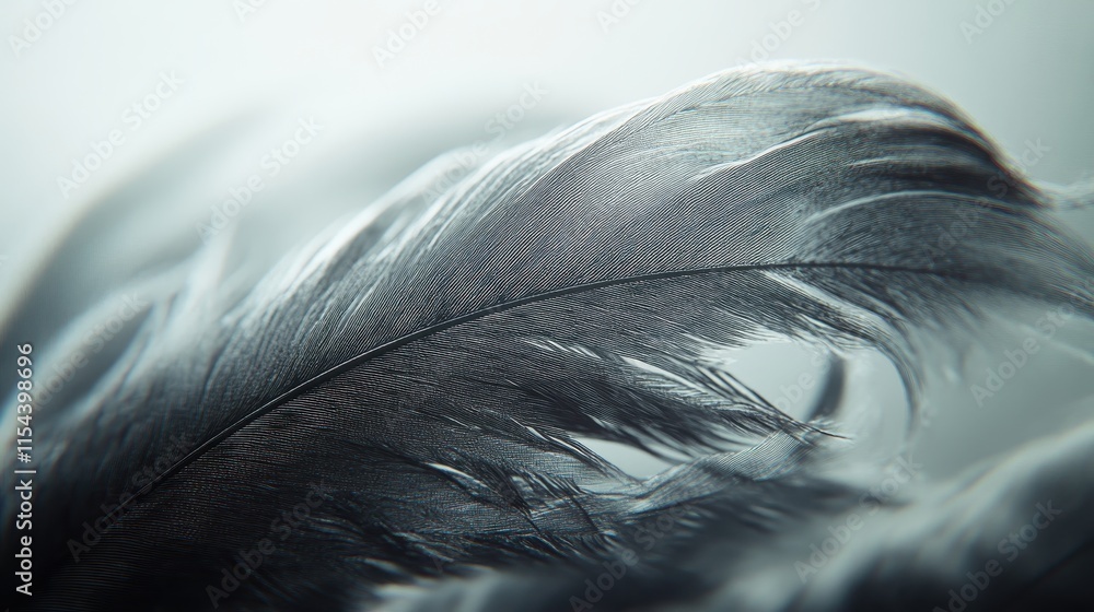 Poster a close-up of a delicate feather showcasing its intricate details and textures.