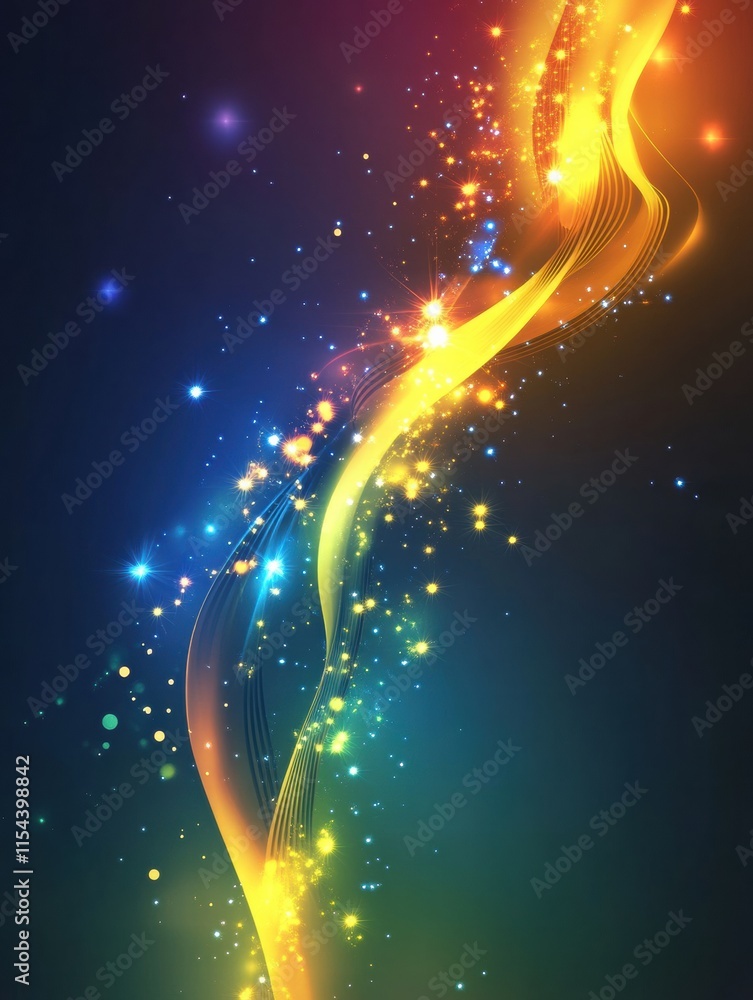 Poster colorful abstract light streaks illuminate a vibrant background with swirling patterns and radiant s