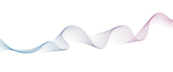 Flowing Dot Wave halftone gradient pattern on transparent background	

