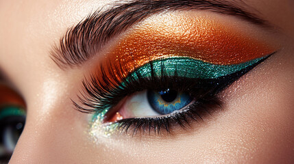 beautiful eye makeup with glitter and rhinestones