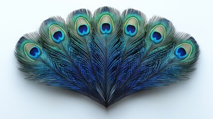 Obraz premium A close-up of a peacock's feathers on a white background