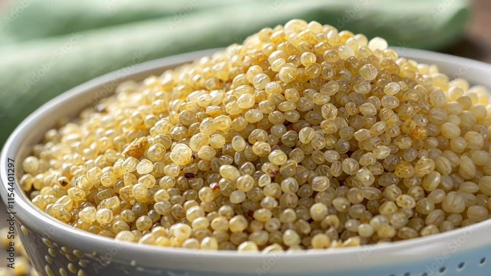 Poster grain texture macro shot of the grains section focusing on the texture of the quinoa with tiny pearl