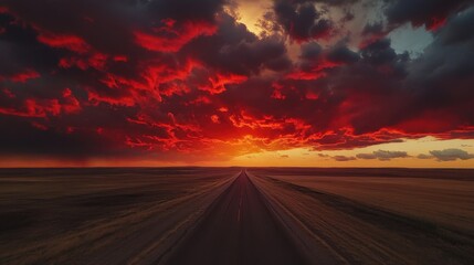 Atardecer en el campo con nubes