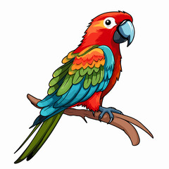 Fototapeta premium Cute parrot cartoon vector illustration for exotic bird enthusiasts