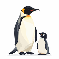 Obraz premium Cute Penguins Mom and Baby Animals Vector Illustration for Educational Use