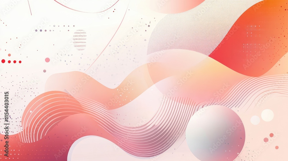 Poster abstract background with soft waves and circular patterns in pink