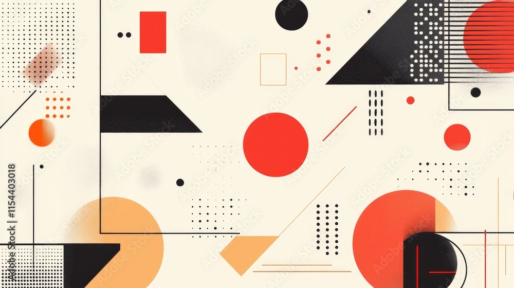 Aufkleber abstract geometric pattern with bold colors and shapes for design