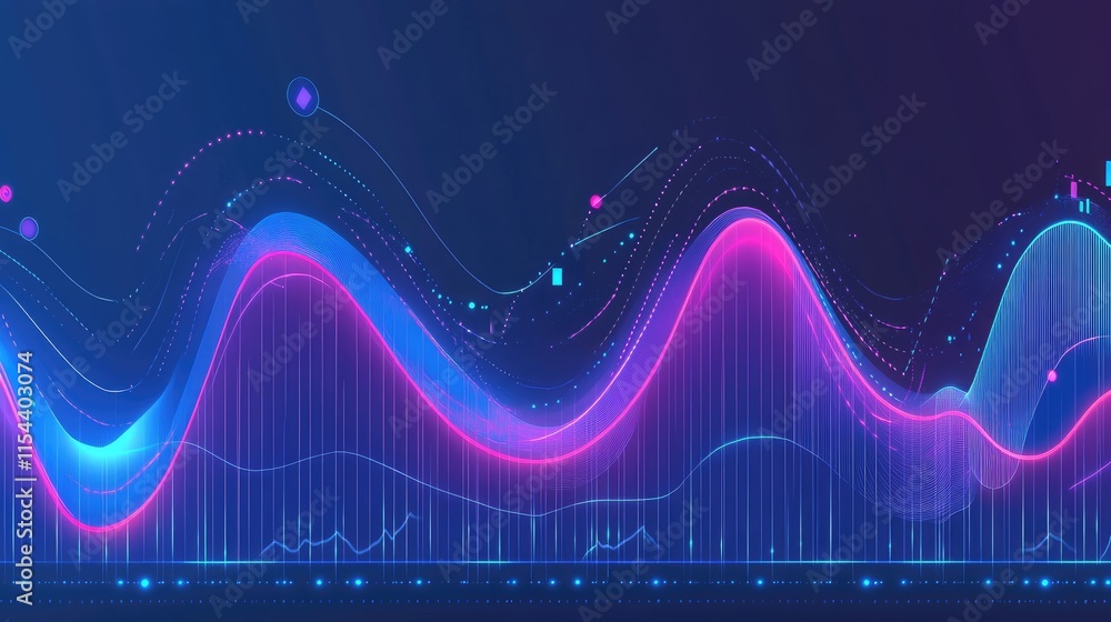 Poster abstract colorful waves and data visualization background design