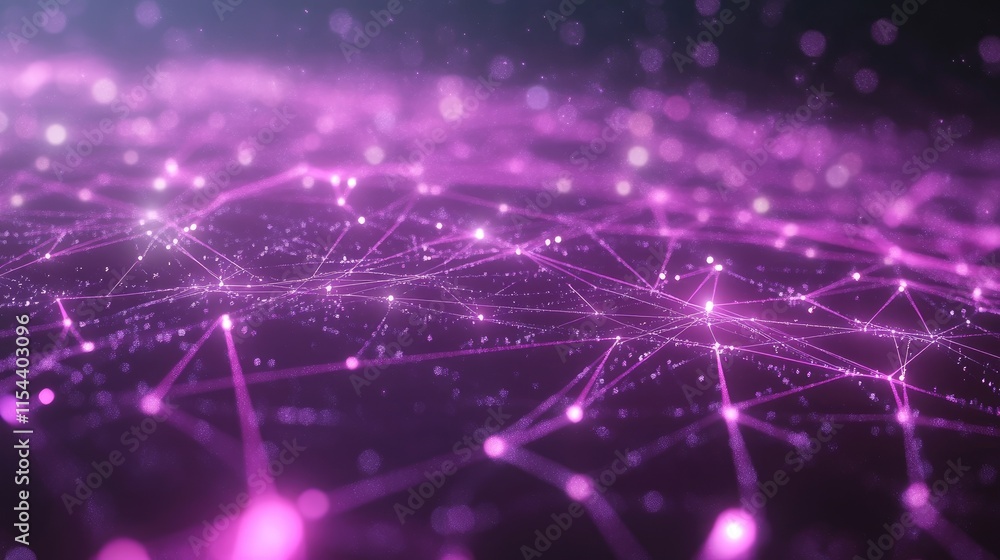 Aufkleber abstract purple digital network background with connected nodes