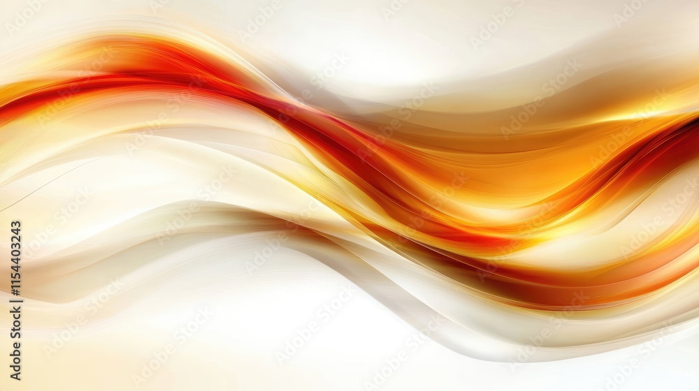 Poster elegant abstract waves of red and gold with soft flowing lines