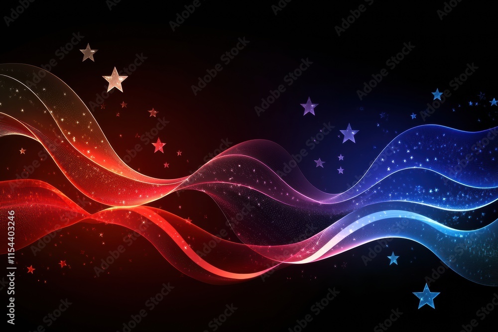 Aufkleber flowing fabric texture of the american flag blending with starry elements in vibrant colors for a pa