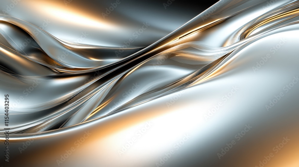 Poster smooth metallic waves with shiny and reflective textures