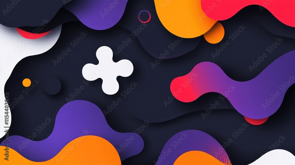 Poster abstract colorful background with wavy shapes and patterns
