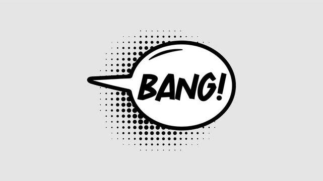 Comic speech bubbles with halftone shadows in pop art style graphic animation. Alpha channel. Transparent background motion design. 4K resolution