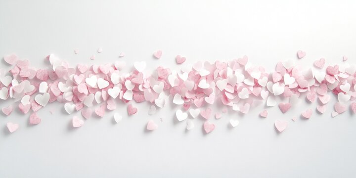 Corazones de papel en colores rosa y blanco