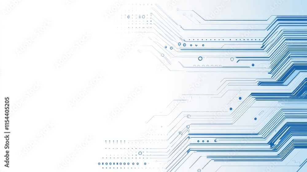 Poster abstract technology background with blue circuit patterns and lines