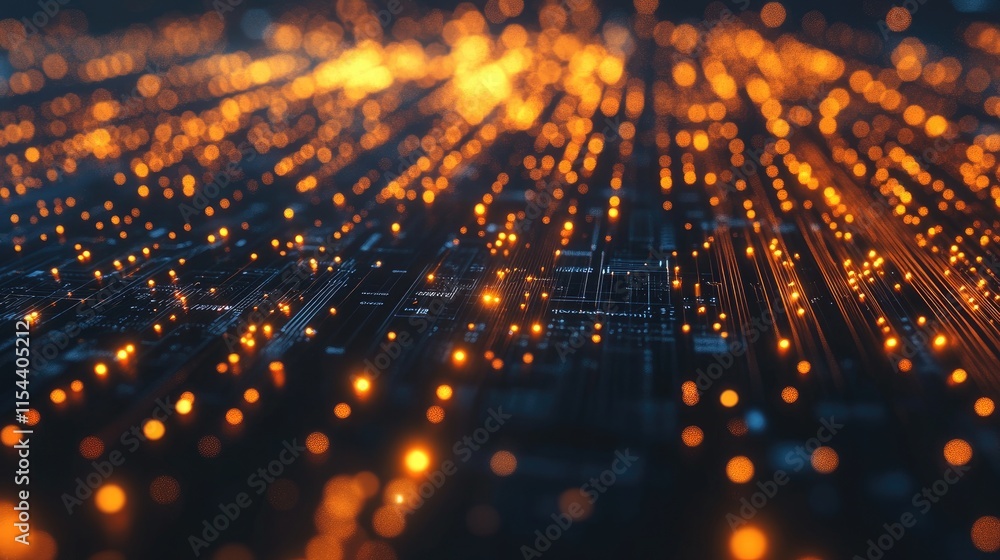 Aufkleber abstract digital background with glowing particles and lines