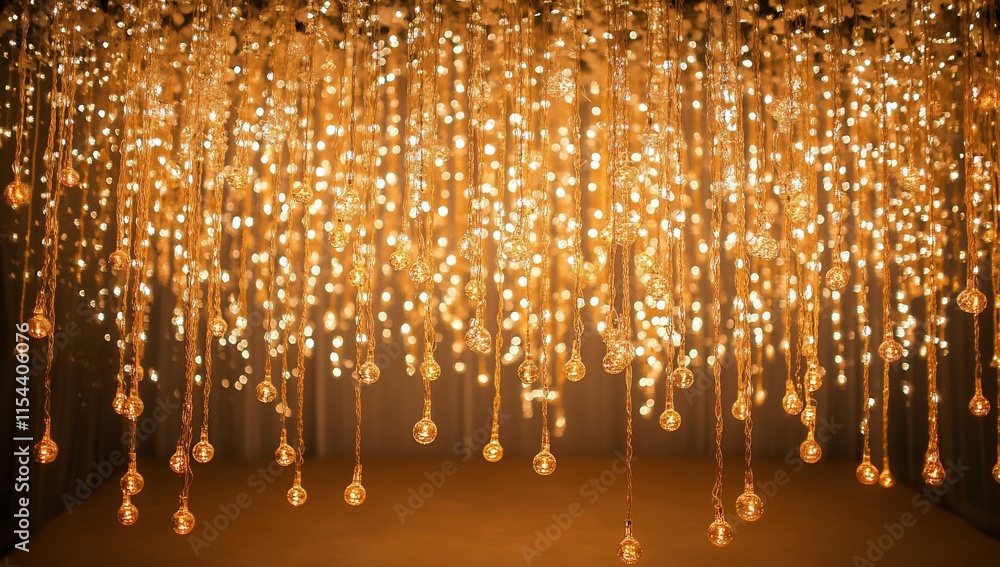 Poster A dazzling display of hanging lights creating an enchanting atmosphere.