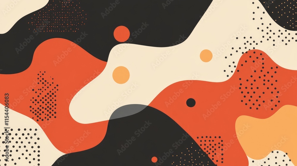 Aufkleber abstract colorful shapes with dots and curves for modern design